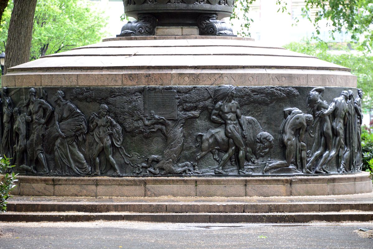 05-2 Carving on Bottom Of Liberty Pole With Statement By Thomas Jefferson From Declaration of Independence In Union Square Park New York City